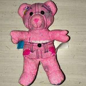 Vintage 1995 Tyco Pocket Doodle Bear Pink Plush Stuffed Animal Small Toy